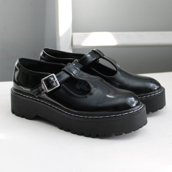Wild Pair Women's Black Amalie T-Strap Mary Jane Flats Loafers Size 9 - Picture 1 of 7